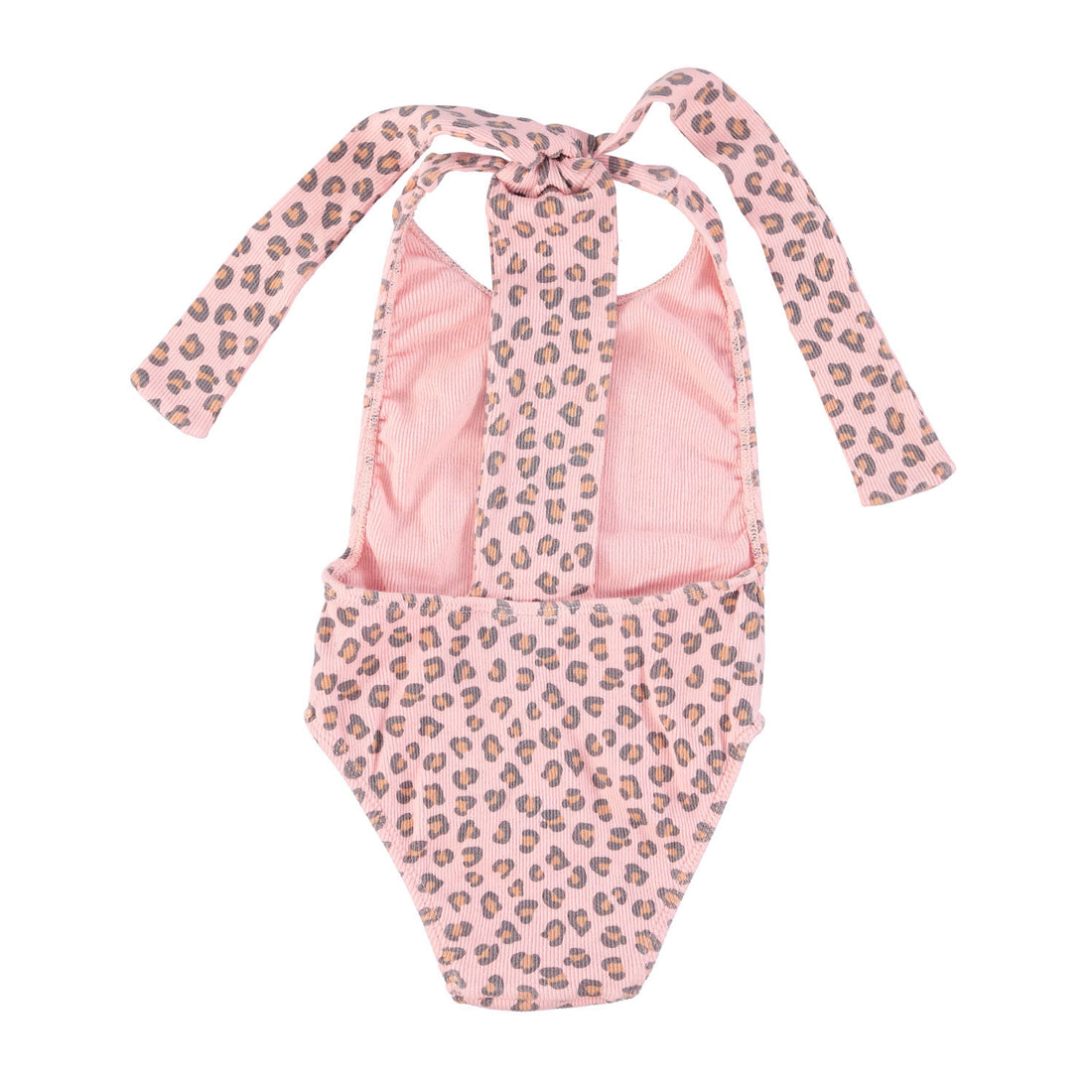 Piupiuchick Light Pink Animal Print Back Bow Swimsuit