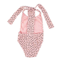 Piupiuchick Light Pink Animal Print Back Bow Swimsuit