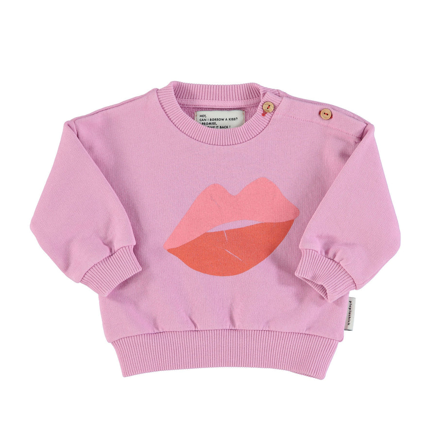 Piupiuchick Lavender Printed Lips Sweatshirt