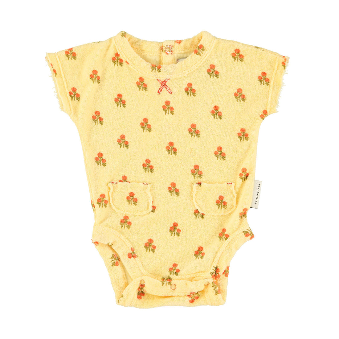 Piupiuchick Light Yellow Little Flower Terry Bodysuit