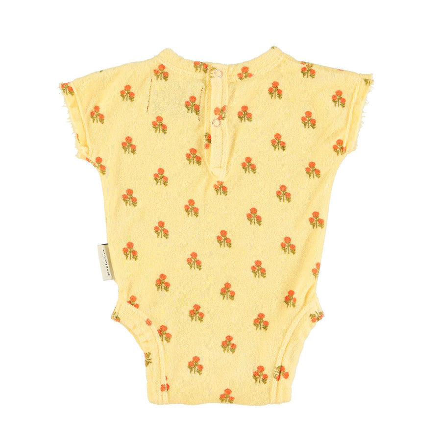 Piupiuchick Light Yellow Little Flower Terry Bodysuit