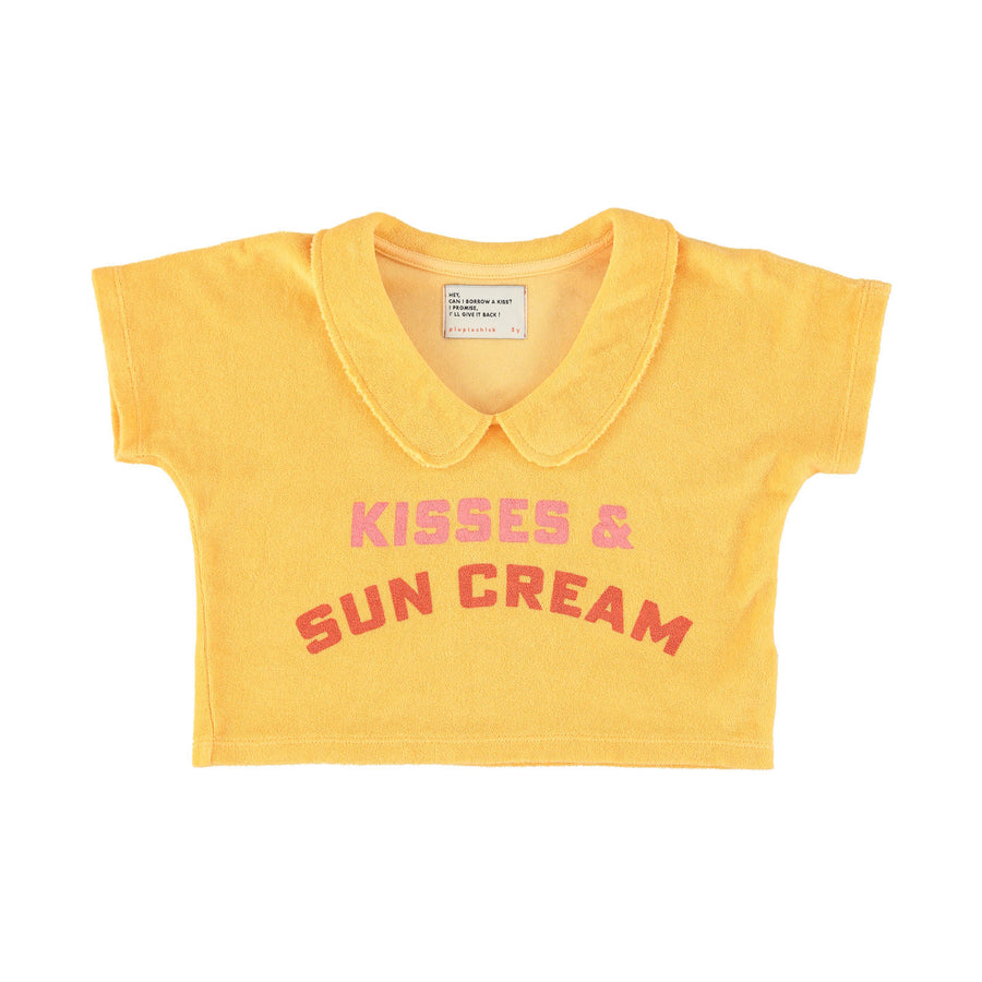 Piupiuchick Yellow Printed Lips Collar T-Shirt