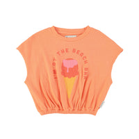 Piupiuchick Coral Ice Cream Print Sleeveless Top