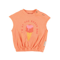 Piupiuchick Coral Ice Cream Print Sleeveless Top