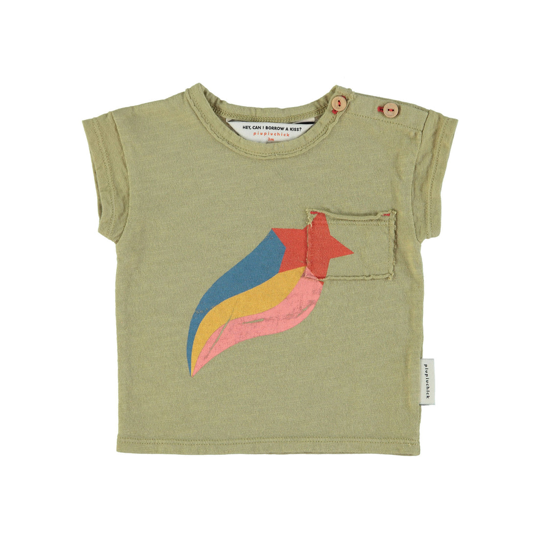 Piupiuchick Khaki Star Print Baby T-Shirt