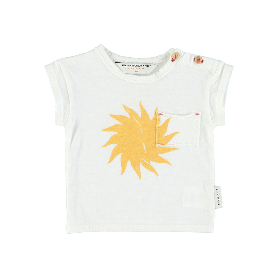Piupiuchick Ecru Sun Print Baby T-Shirt