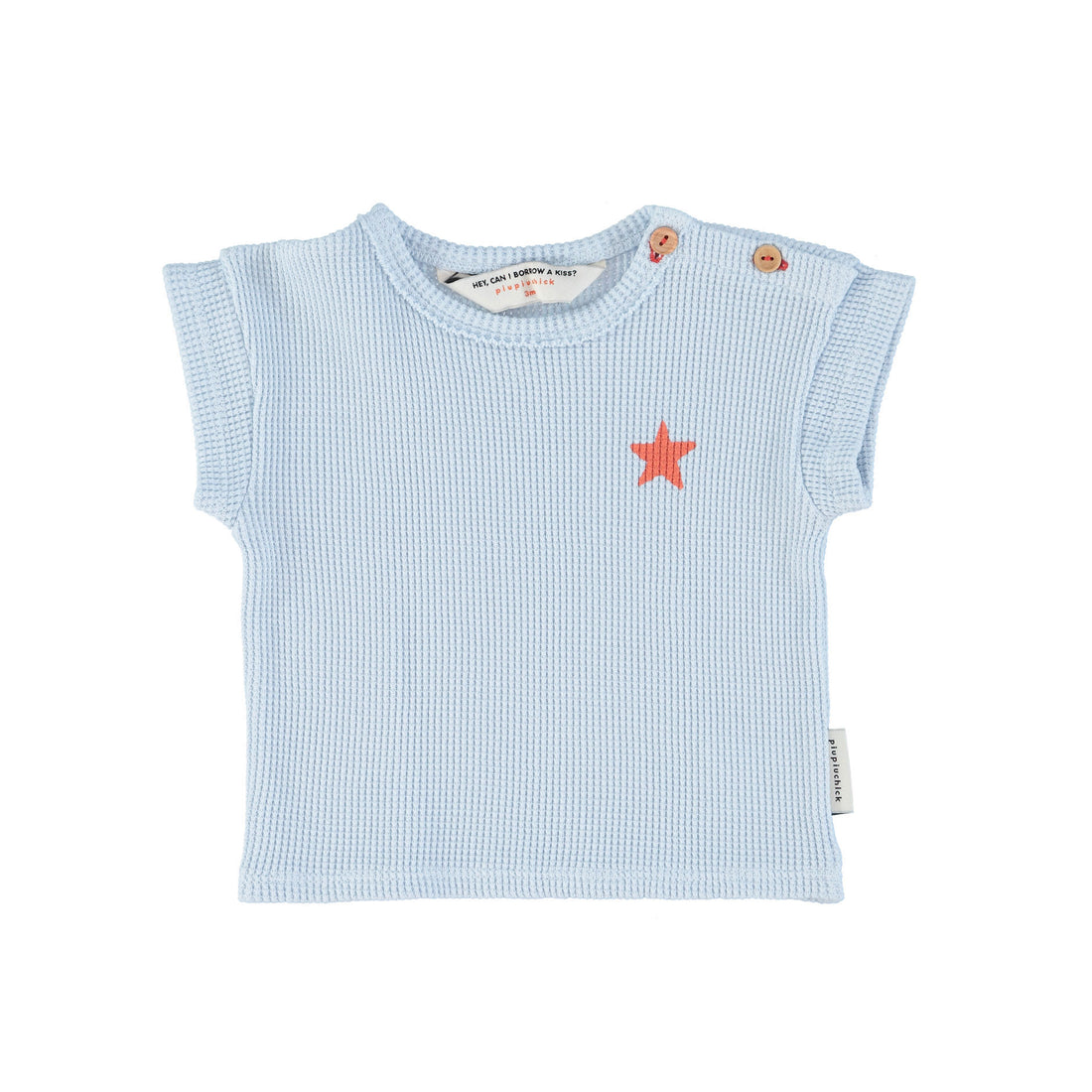Piupiuchick Light Blue  Logo  Waffle Baby T-Shirt