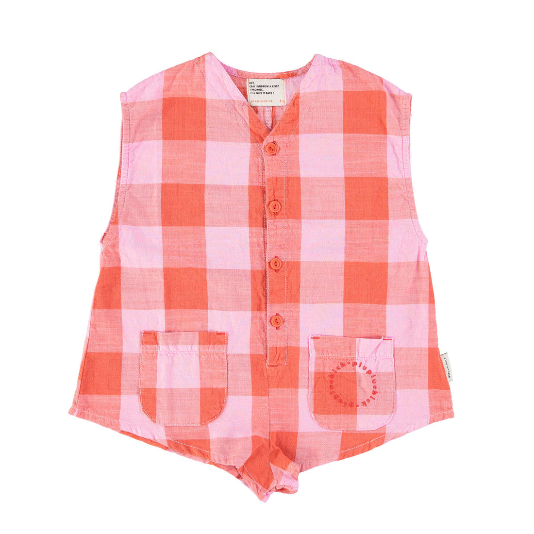 Piupiuchick Lilac/Red Checkered Sleeveless Jumpsuit