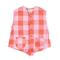 Piupiuchick Lilac/Red Checkered Sleeveless Jumpsuit