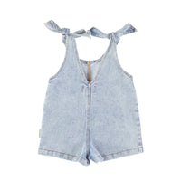 Piupiuchick Washed Blue Denim Short Jumpsuit