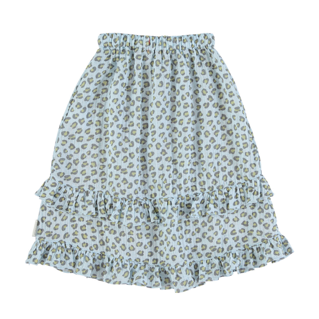 Piupiuchick Light Blue Animal Print Ruffled Long Skirt