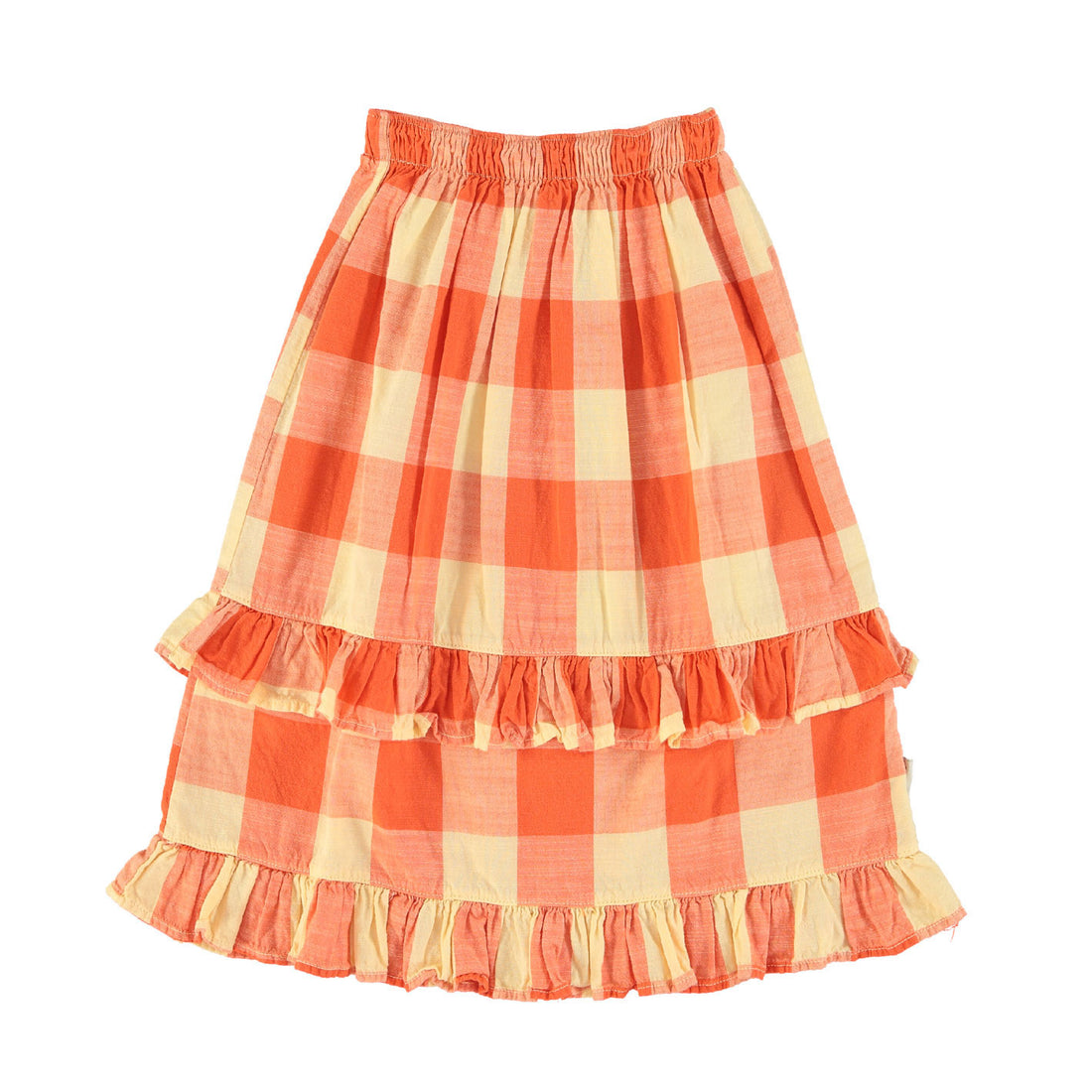 Piupiuchick Yellow Checkered Long Ruffled Skirt