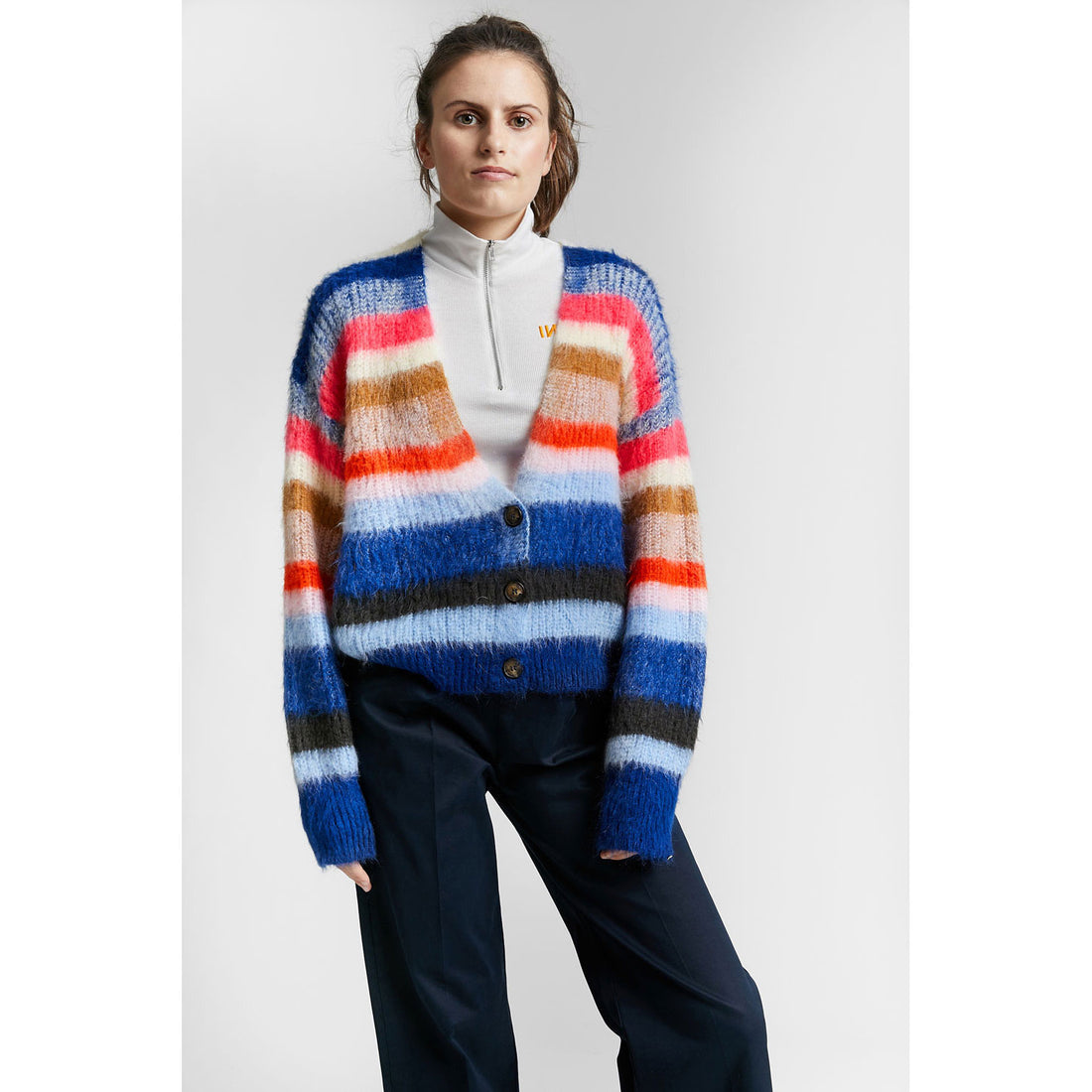 INDEE Royal Blue Mohair Multi Color Cardigan