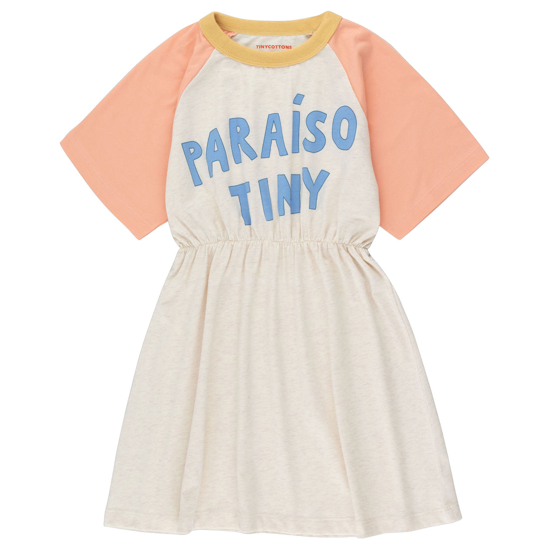 Tiny Cottons Light Cream Heather/Papaya Paraiso Tiny Color Block Dress