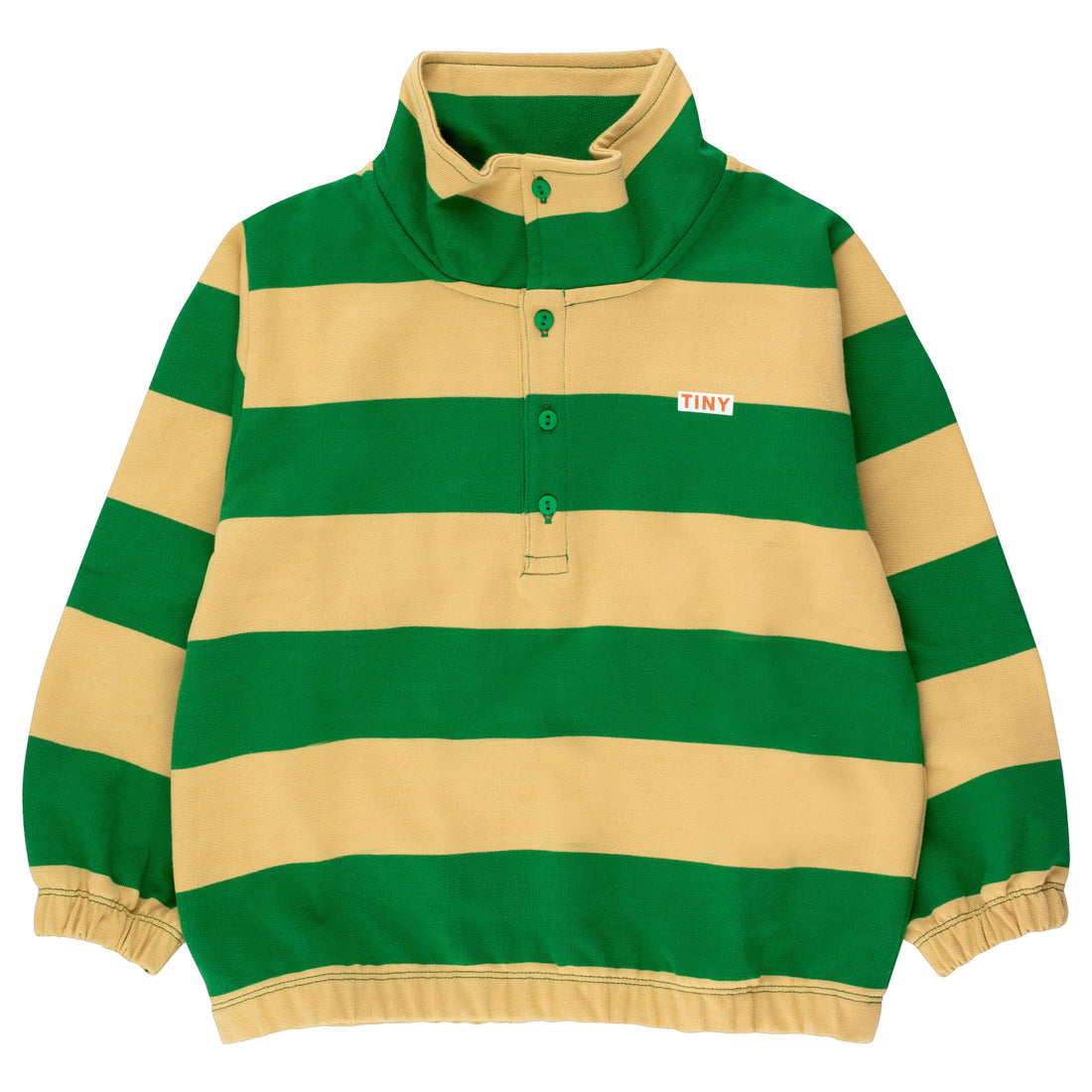 Tiny Cottons Pale Ochre/Pine Green Tiny Stripes Mockneck Sweatshirt