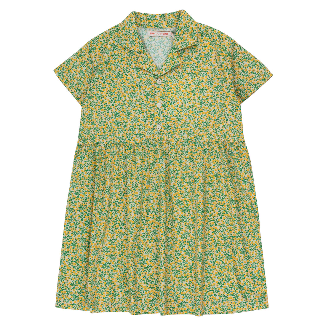 Tiny Cottons Light Cream/Yellow Geranium V Neck Dress