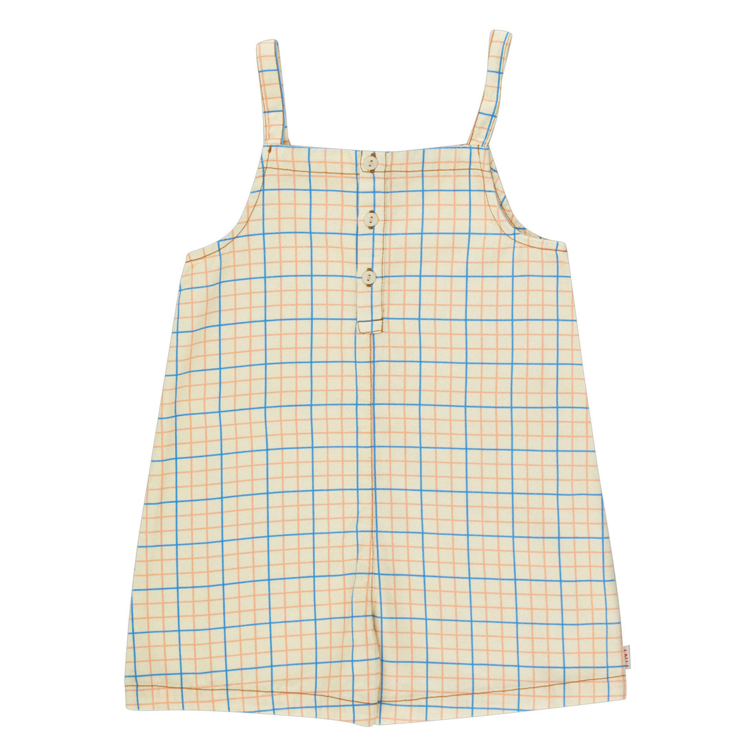 Tiny Cottons Pastel Yellow Grid Short Overall