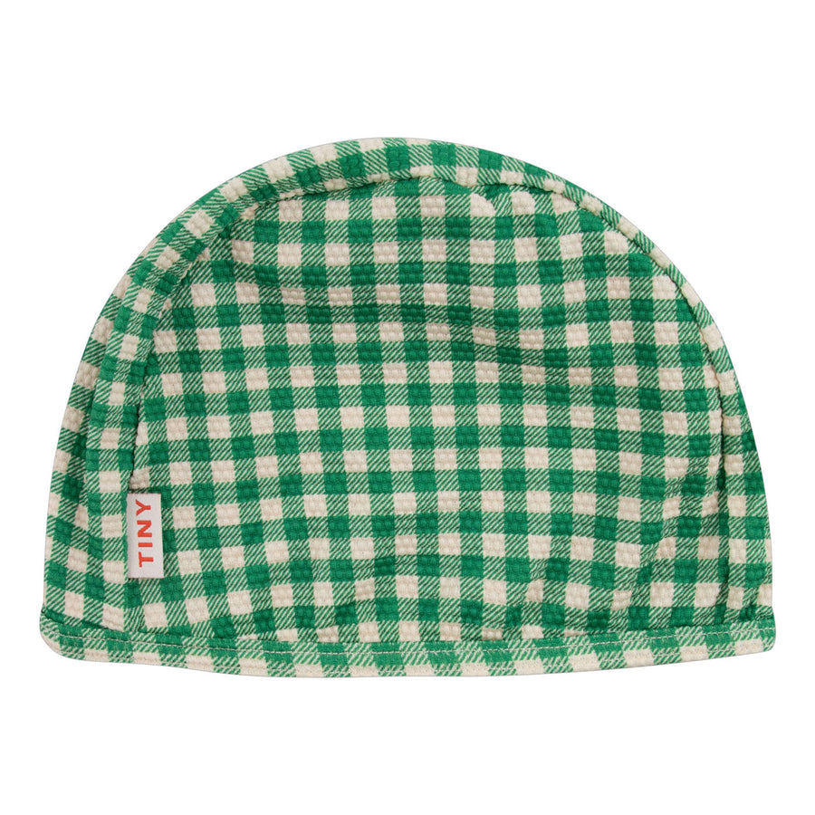 Tiny Cottons Light Cream/Pine Green Check Swim Cap