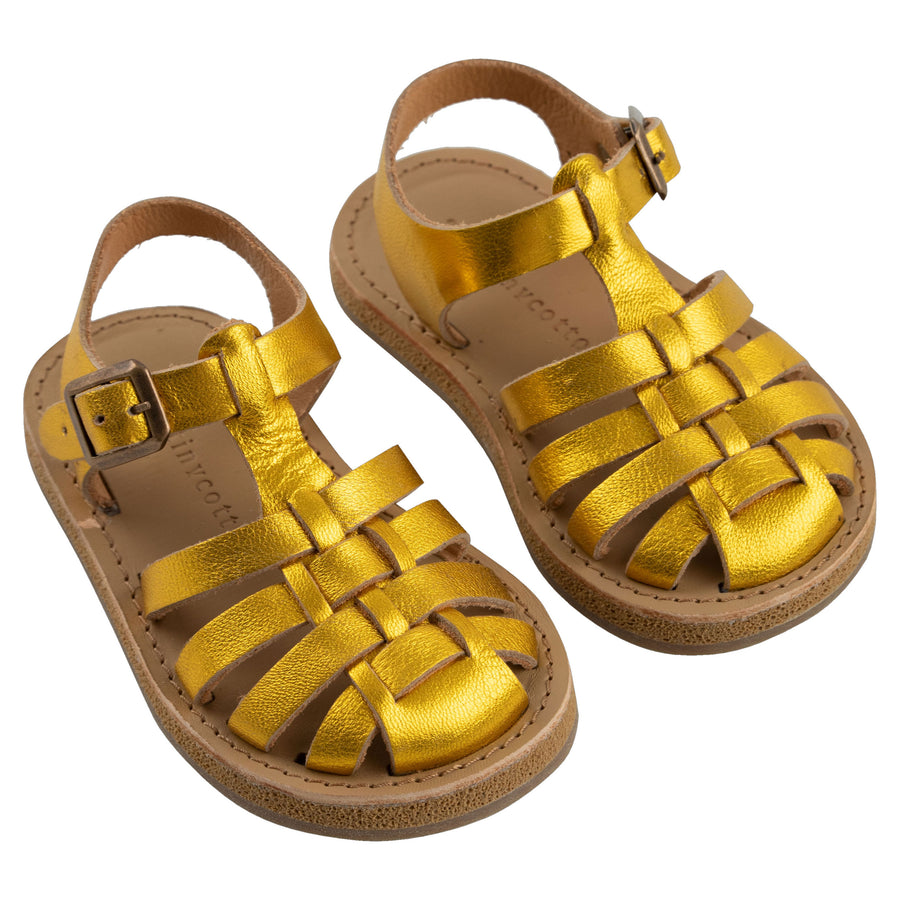 Tiny Cottons Lemon Metallic Braided Sandals