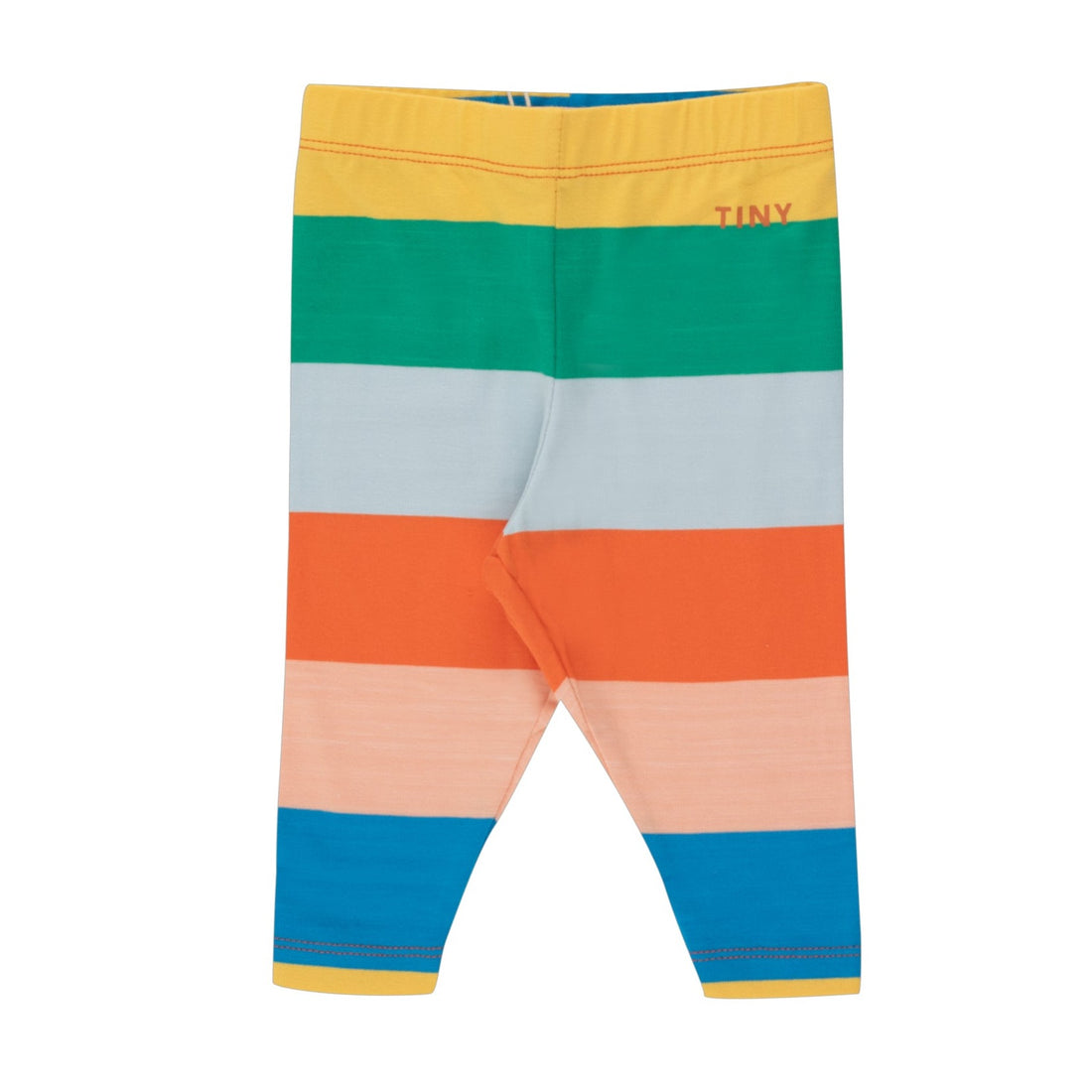 Tiny Cottons Papaya/Washed Blue/Yellow Stripes Baby Pant