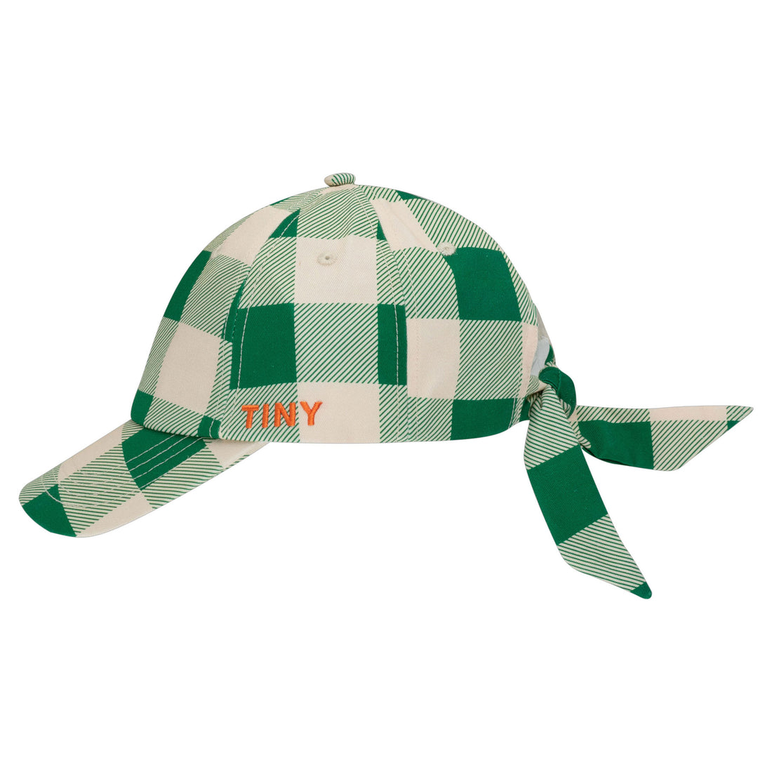 Tiny Cottons Light Cream/Pine Green Check Cap