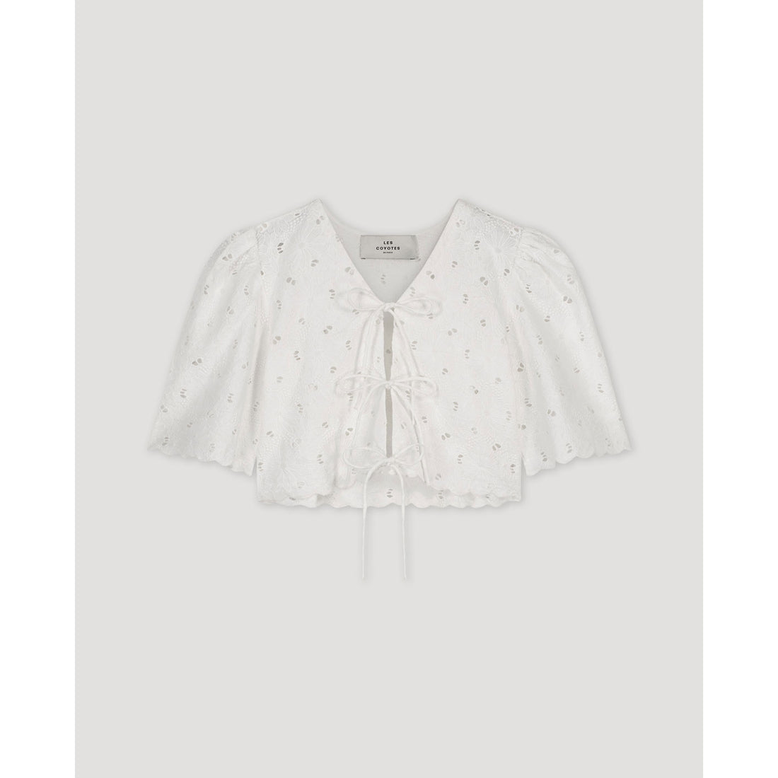 Les Coyotes De Paris Off White Broderie-Anglaise Floral Top