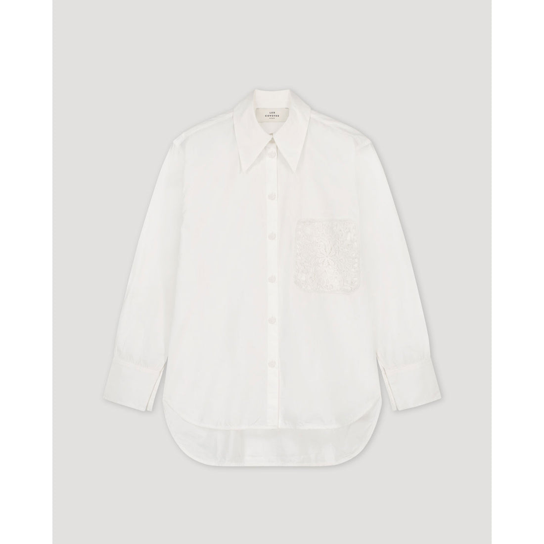 Les Coyotes De Paris White Crochet Patched Shirt