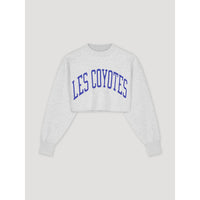 Les Coyotes De Paris Grey Melange Large Logo Cropped Sweatshirt