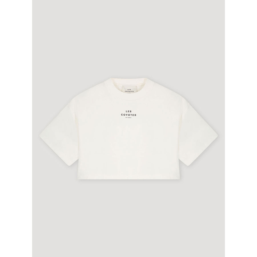 Les Coyotes De Paris Off White Logo Cropped Tee