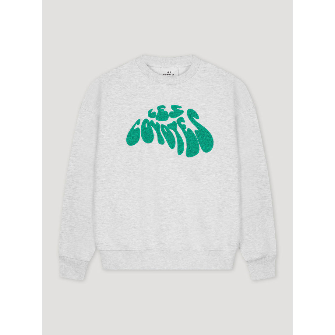 Les Coyotes De Paris Grey Melange Retro Towelling Logo Sweatshirt