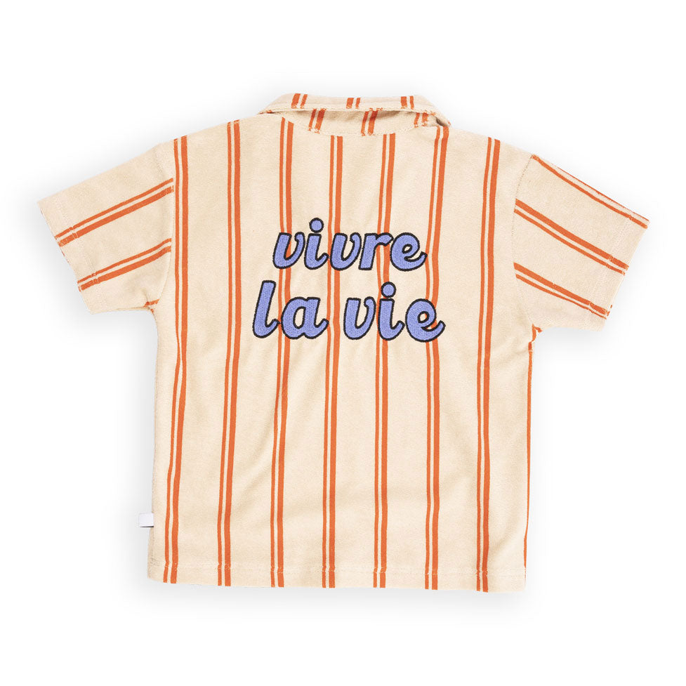 Carlijnq Stripes Flame Terry Towel Polo Shirt