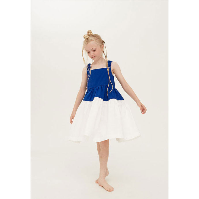 The Middle Daughter Aegean Blue and Sea Salt Strap Line Dress