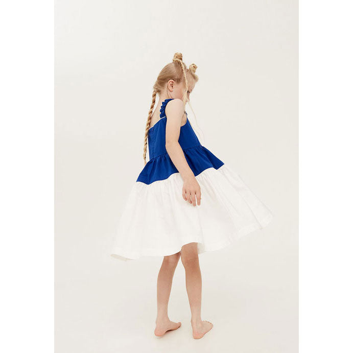 The Middle Daughter Aegean Blue and Sea Salt Strap Line Dress
