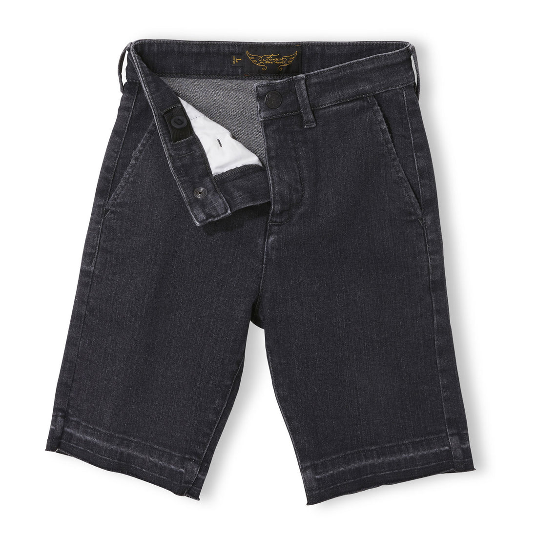 Finger in the Nose Black Denim Unstitched Shorts