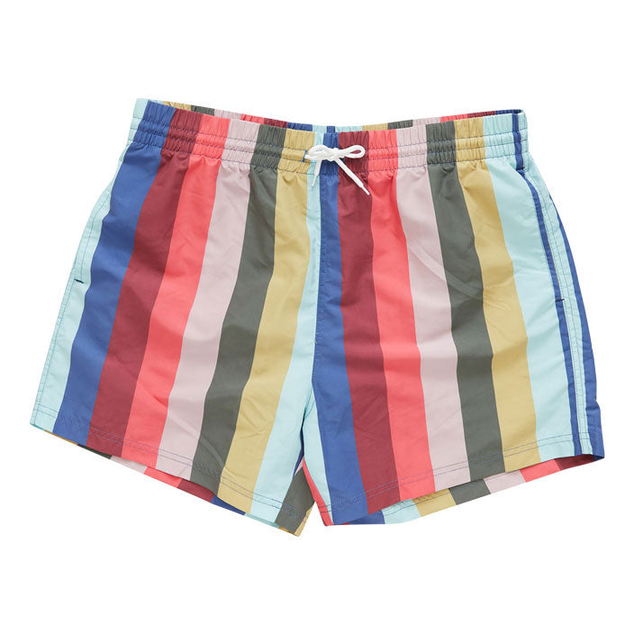 Pink Chicken Swim Trunk - Multi Wide Stripe