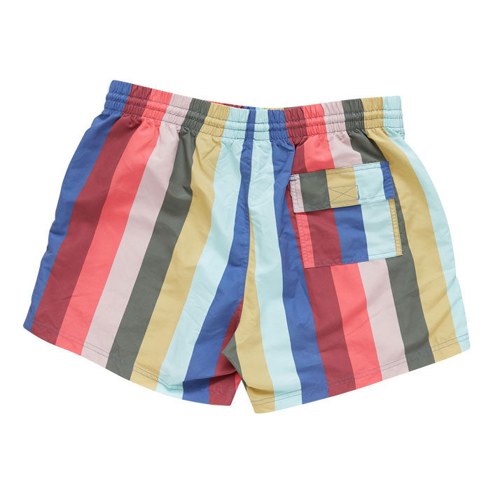 Pink Chicken Swim Trunk - Multi Wide Stripe