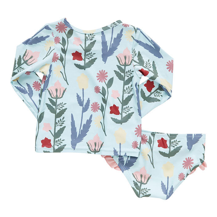 Pink Chicken Baby Rash Guard Set - Paper Floral