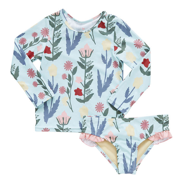 Pink Chicken Rash Guard Set - Paper Floral
