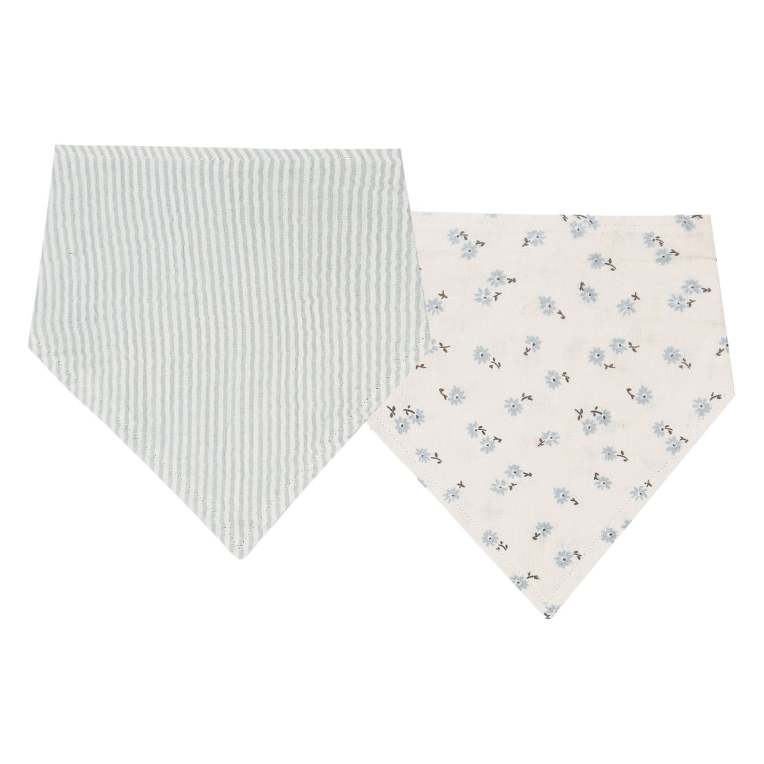 Rylee and Cru Scarf Bib Set | Blue Ditsy, Micro Stripe