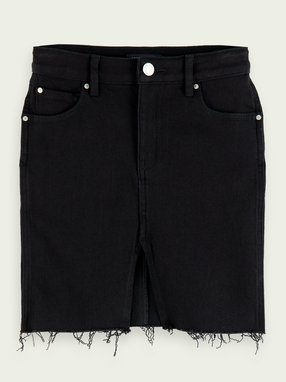 Scotch Shrunk Black Front Split Denim Skirt