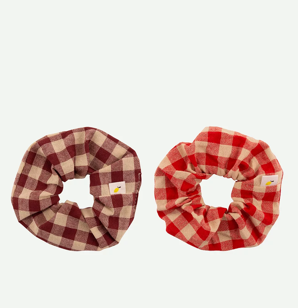 Sticky Lemon Poppy Gingham/Grape Gingham 2 Pack Scrunchies
