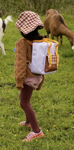 Sticky Lemon Chocolate Sundae/Daisy Yellow/Mauve Lilac Gingham Small Backpack