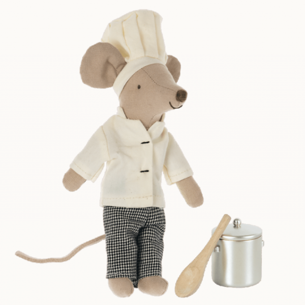 Maileg Chef Mouse W. Soup Pot And Spoon