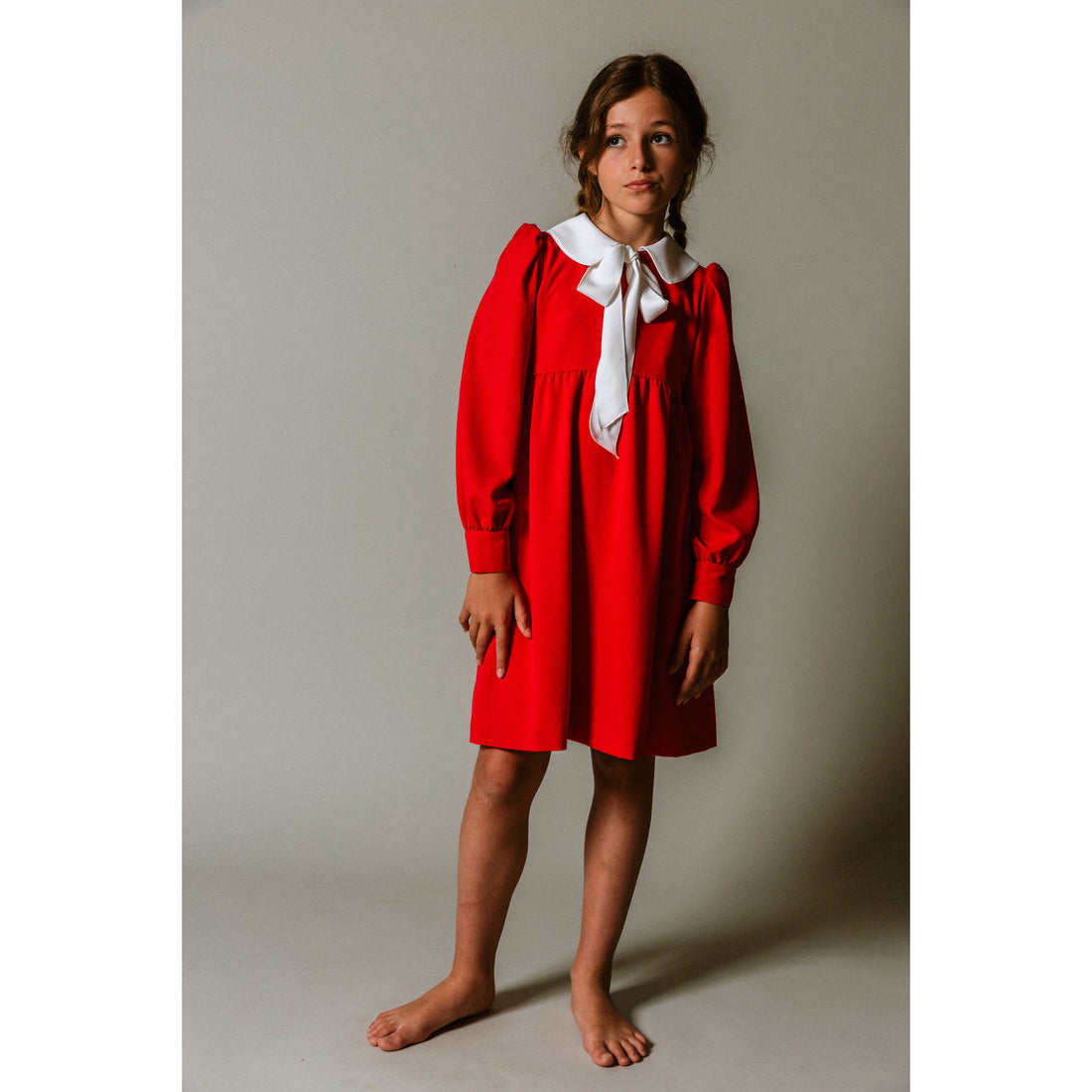 Lemoniez Red Crepe collar Foxtrot Dress