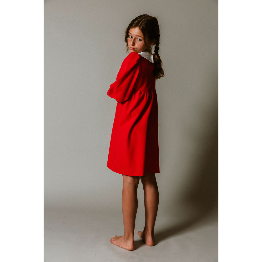 Lemoniez Red Crepe collar Foxtrot Dress