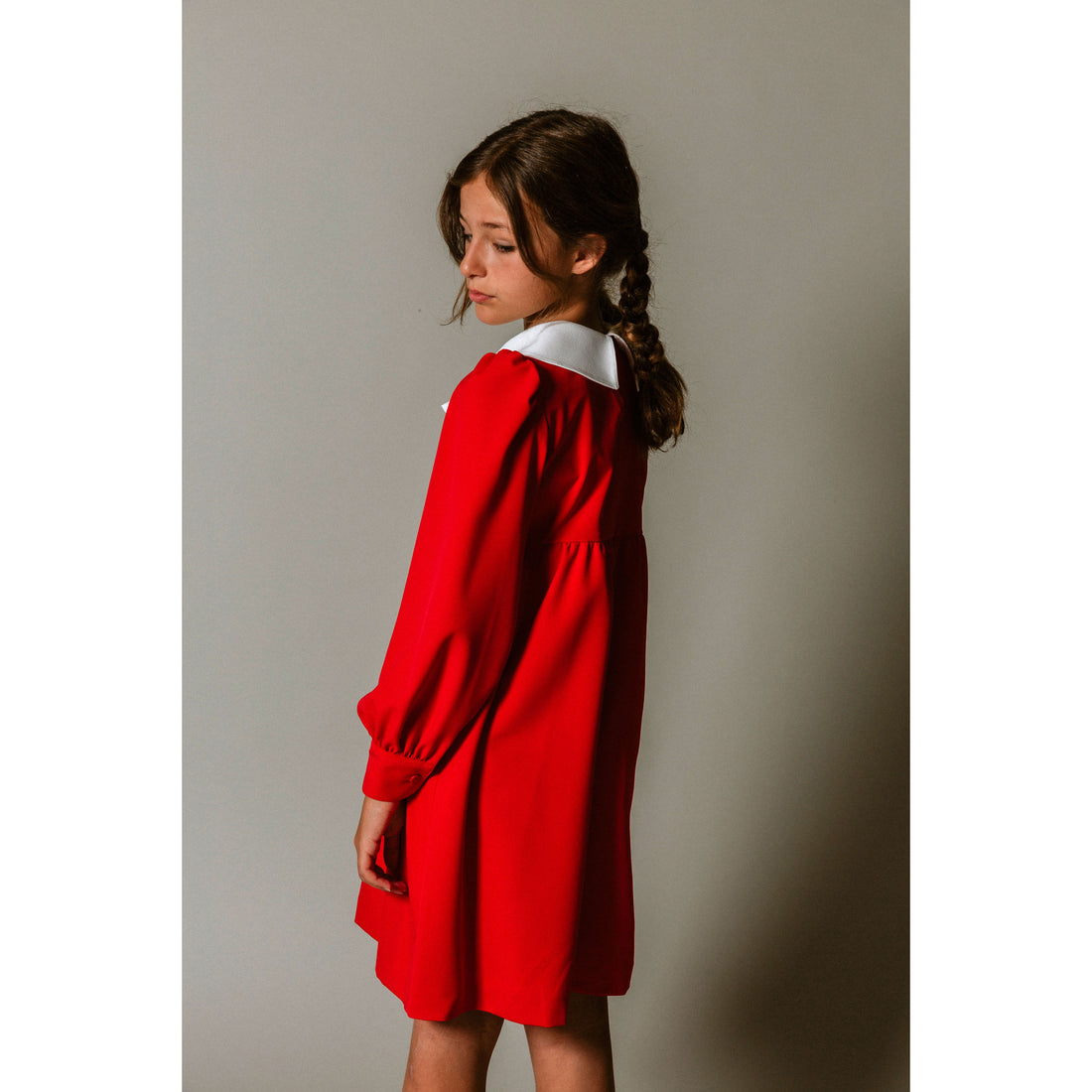 Lemoniez Red Crepe collar Foxtrot Dress