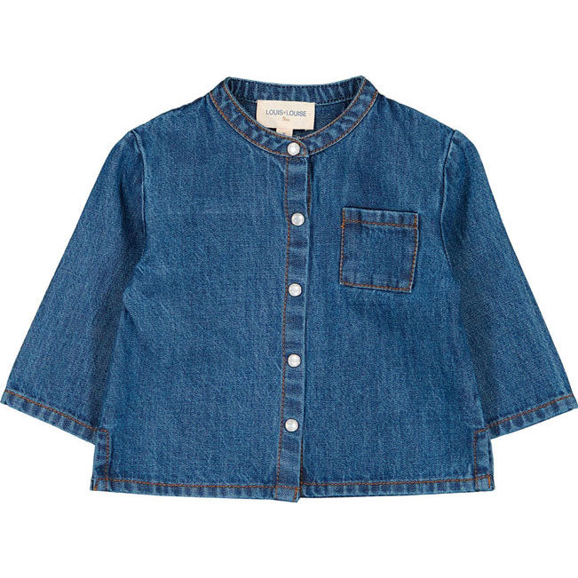Louis Louise Denim Blue Bart Baby Shirt