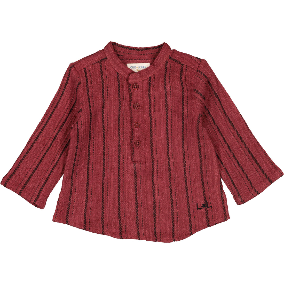 Louis Louise Black/Brick Stripe Grand Pere Baby Shirt