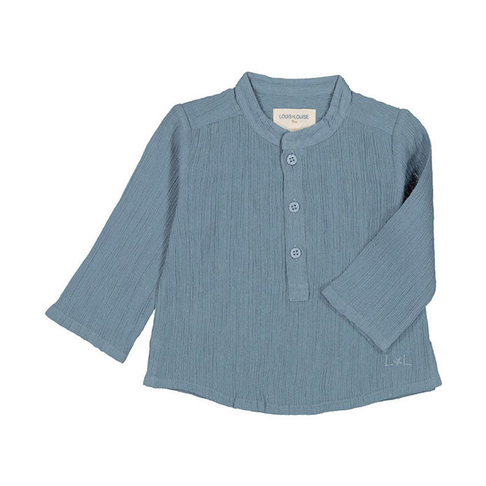 Louis Louise Blue Crepe Cotton Baby Grand Pere Tunic