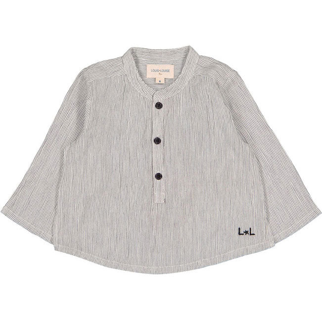Louis Louise Black/White Cotton Stripe Grand-Pere Shirt